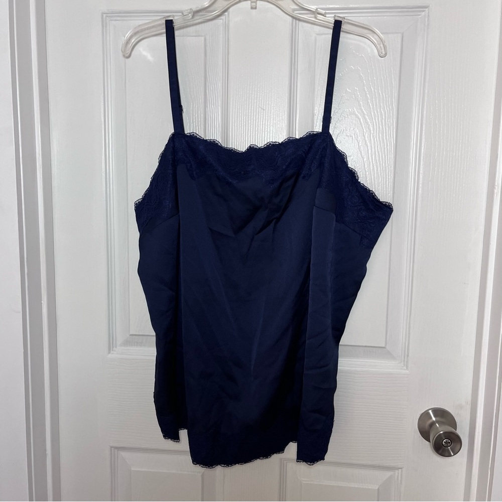 Roaman's Plus Navy Blue Lace Cami Top